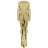 Layeur luxurious draped grecian style maxi dress in a matt gold tone