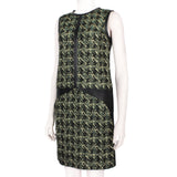 J. Mendel shift dress in shimmering woven houndstooth pattern