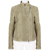 Versace Jeans Couture suede biker jacket in a biscuit tone