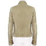 Versace Jeans Couture suede biker jacket in a biscuit tone