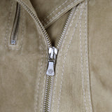 Versace Jeans Couture suede biker jacket in a biscuit tone