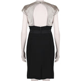 Monique Lhuillier elegant dress in contrasting black and nude blush pink satin