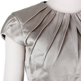 Monique Lhuillier elegant dress in contrasting black and nude blush pink satin