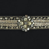 Monique Lhuillier elegant dress in contrasting black and nude blush pink satin