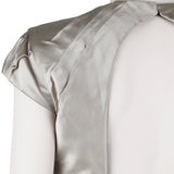 Monique Lhuillier elegant dress in contrasting black and nude blush pink satin