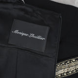 Monique Lhuillier elegant dress in contrasting black and nude blush pink satin