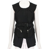 A Haider Ackerman luxury matt black leather waistcoat