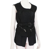 A Haider Ackerman luxury matt black leather waistcoat