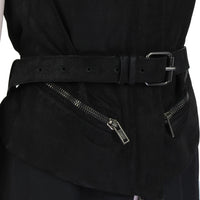 A Haider Ackerman luxury matt black leather waistcoat