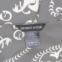 Thomas Wylde luxurious silk satin scarf in grey and cream with a skull pattern