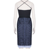 Marios Schwab luxurious layered mesh dress in black and lavender blue
