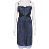 Marios Schwab luxurious layered mesh dress in black and lavender blue