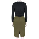 An elegant Giambattista Valli pencil dress in contrasting black and khaki green fabrics
