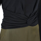 An elegant Giambattista Valli pencil dress in contrasting black and khaki green fabrics