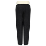 Giambattista Valli luxurious black tweed trousers with a contrasting waistband in ivory cream