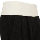 Giambattista Valli luxurious black tweed trousers with a contrasting waistband in ivory cream