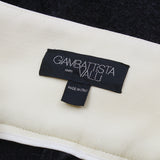 Giambattista Valli luxurious black tweed trousers with a contrasting waistband in ivory cream