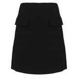 Alexander McQueen black wool a-line aline skirt in a banded construction