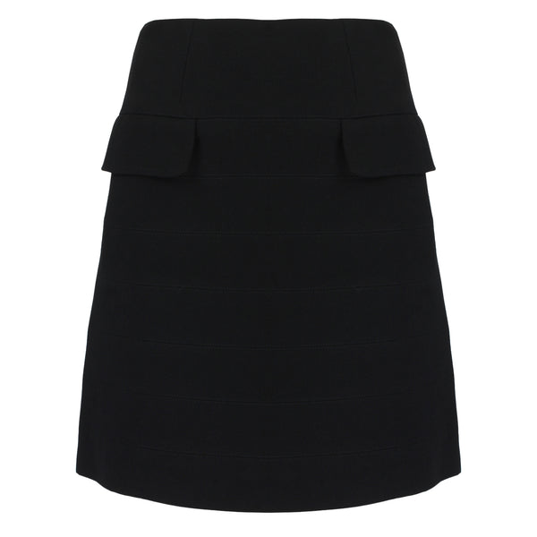 Alexander McQueen black wool a-line aline skirt in a banded construction
