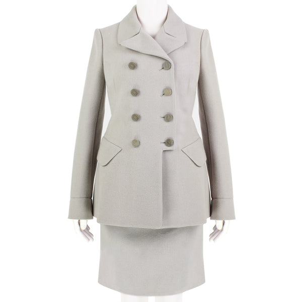 Alaia taupe wool skirt suit double breasted skirt jacket