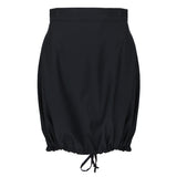 J W Anderson black cotton-blend skirt in an A-line cut with drawstring gathering to hemline