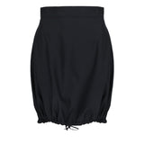 J W Anderson black cotton-blend skirt in an A-line cut with drawstring gathering to hemline