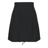 J W Anderson black cotton-blend skirt in an A-line cut with drawstring gathering to hemline
