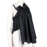 Ellery luxurious black satin top with ruffle detailing
