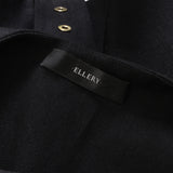 Ellery black cotton twill collarless jacket with eyelet detailing belted waist