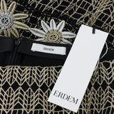 Erdem luxurious gold and silver Guipure lace skirt in an art deco pattern