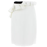 Giambattista Valli white crepe skirt with layered detailing to waistband