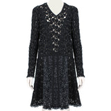 Giambattista Valli tweed, lace and mesh skirt in black, white and gold