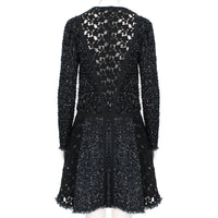 Giambattista Valli tweed, lace and mesh skirt in black, white and gold