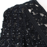 Giambattista Valli tweed, lace and mesh skirt in black, white and gold