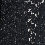 Giambattista Valli tweed, lace and mesh skirt in black, white and gold
