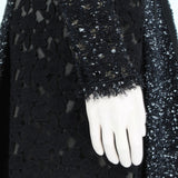 Giambattista Valli tweed, lace and mesh skirt in black, white and gold