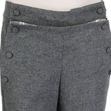 MONSE runway collection grey trousers pants with bib front and regimental stripe pattern