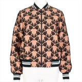 Mother of Pearl floral patterned bomber jacket in bronze pink and black