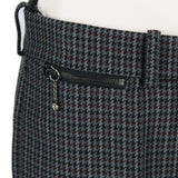Nina Ricci black grey and claret houndstooth pattern trousers in a wool tweed fabric