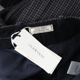 Nina Ricci black grey and claret houndstooth pattern trousers in a wool tweed fabric