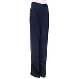 Sonia Rykiel runway collection wide leg trousers in a dark blue satin