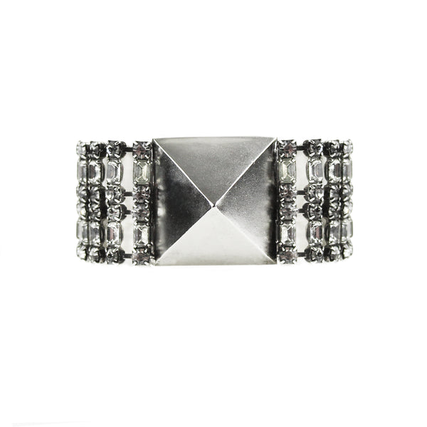 Tom Binns bracelet in an antique tone silver with pyramid and crystal detailing
