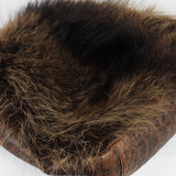 Thomas Wylde crocodile effect leather in brown with coyote fur covering shoulder bag