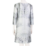 Prabal Gurung white and grey feather and floral print a-line dress