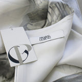 Prabal Gurung white and grey feather and floral print a-line dress