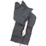Dries Van Noten quilted oversized scarf shawl charcoal grey pinstriped