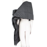 Dries Van Noten quilted oversized scarf shawl charcoal grey pinstriped