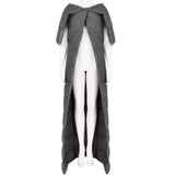 Dries Van Noten quilted oversized scarf shawl charcoal grey pinstriped