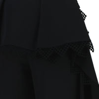 Alexander McQueen black cotton silk wide leg trousers with layering and lace trim detail