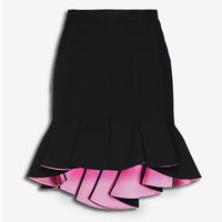 Alexander McQueen black pink peplum hem skirt 